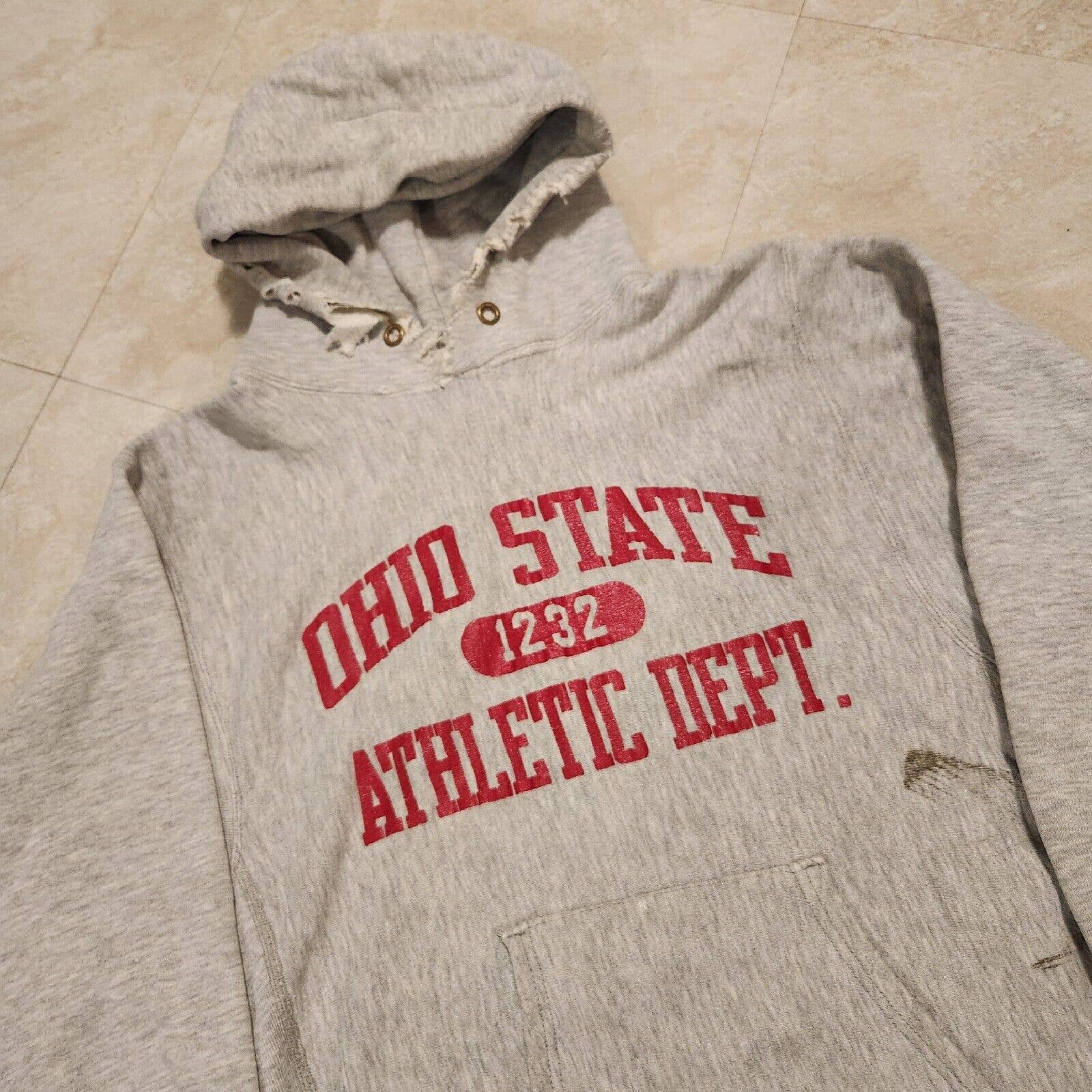 Vtg 80s Champion Reverse Weave Warmup Ohio State Mens L Large Hoodie Usa Thrash